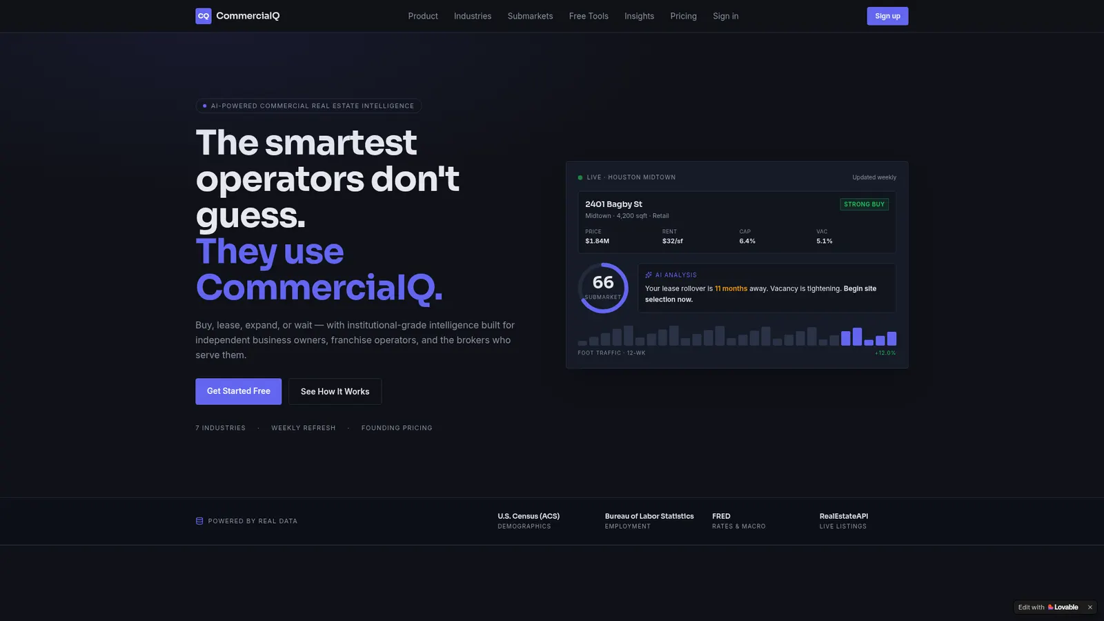 CommerciaIQ project interface